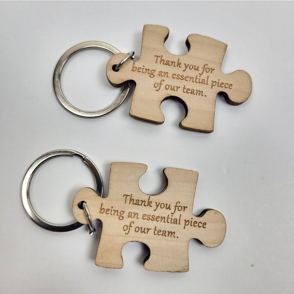 Wooden‎ Puzzle Piece Keychain (2) Set